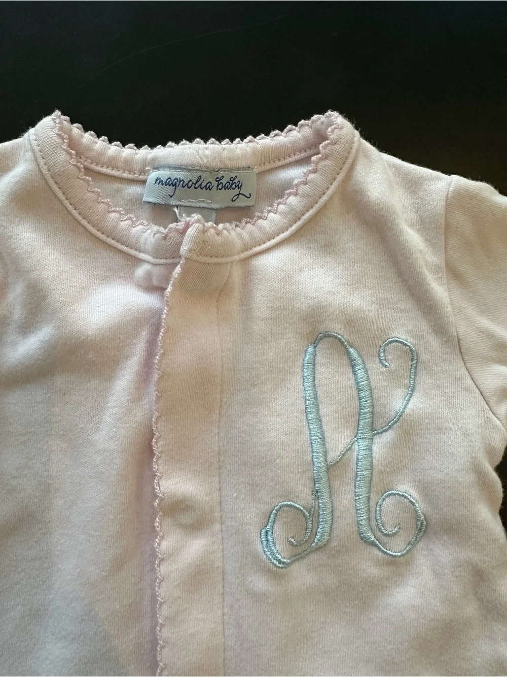 Light Pink Infant Sleep Sack with Blue Monogram - Magnolia Baby